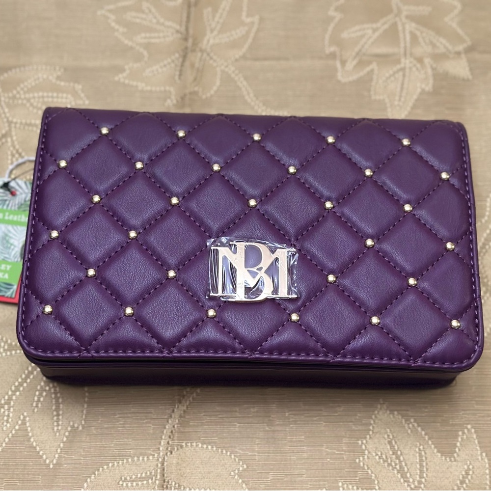Badgley Mischka Purple Quilted Clutch